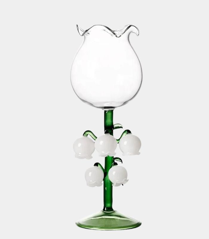 Maiglöckchen Glas Wein Champagnerglas Mundgeblasen 21 cm