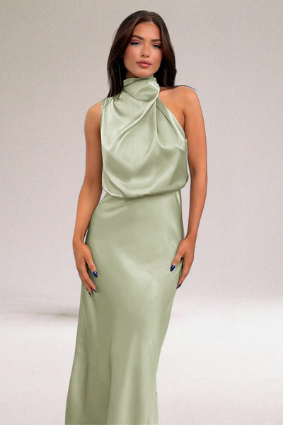 VALENTINA | Elegantes Satin-Kleid mit ausgefallenen Details