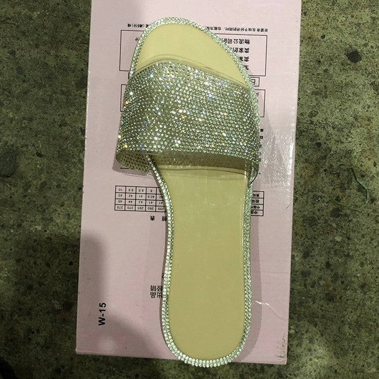 Natasha – Große Strass-Sandalen und Pantoletten für Damen mit niedrigem Absatz