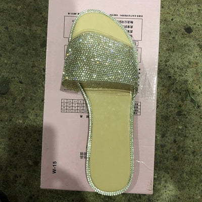 Natasha – Große Strass-Sandalen und Pantoletten für Damen mit niedrigem Absatz