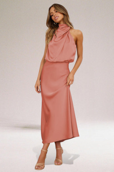 VALENTINA | Elegantes Satin-Kleid mit ausgefallenen Details