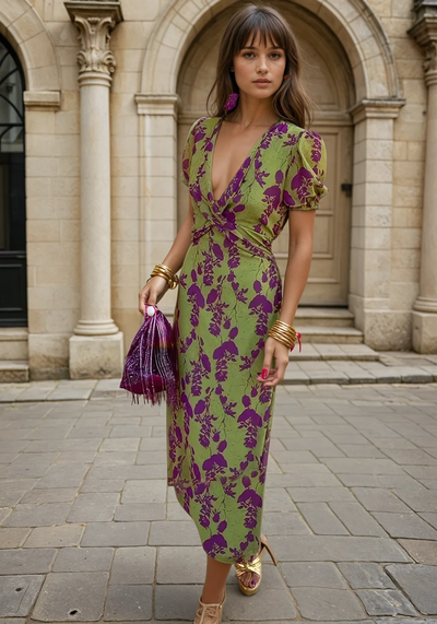 Lison | Lange Damenrobe mit Blumenmuster