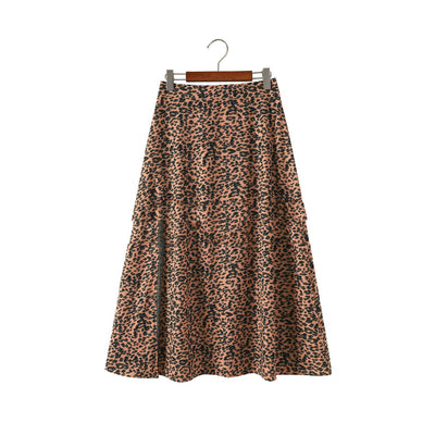 Emma – Langer A-Linien-Rock mit Leopardenmuster