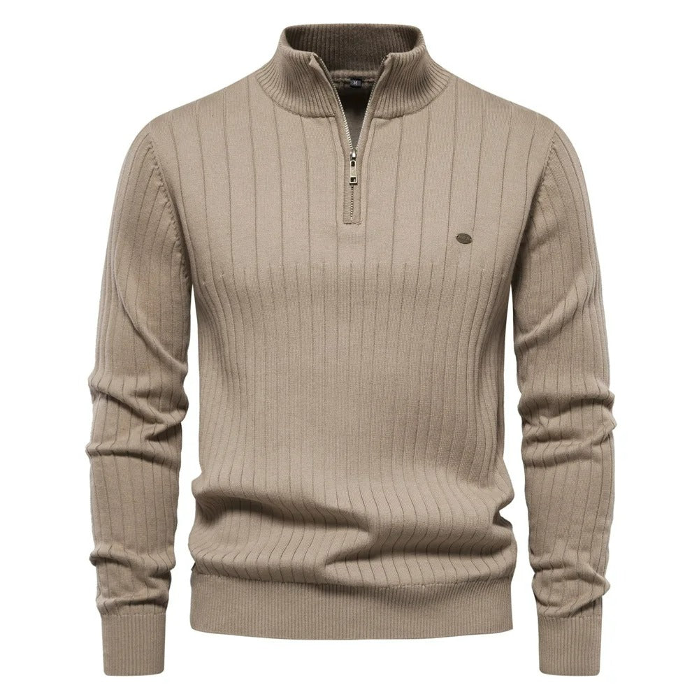 Herren Sweatshirt mit halbem Reißverschluss in einer Farbe