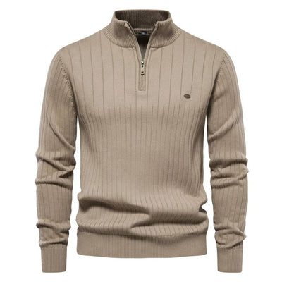 Herren Sweatshirt mit halbem Reißverschluss in einer Farbe