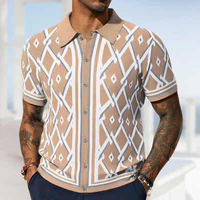Heather – Sommer Jacquard Gestrickte Kurzarm-Cardigan