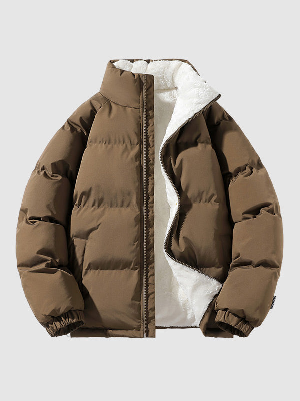 Fleecegefütterte Herren-Pufferjacke mit Wattierung