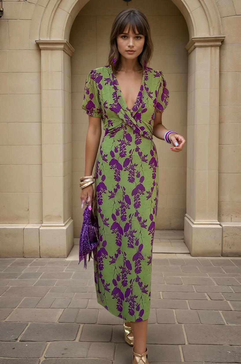 Lison | Lange Damenrobe mit Blumenmuster