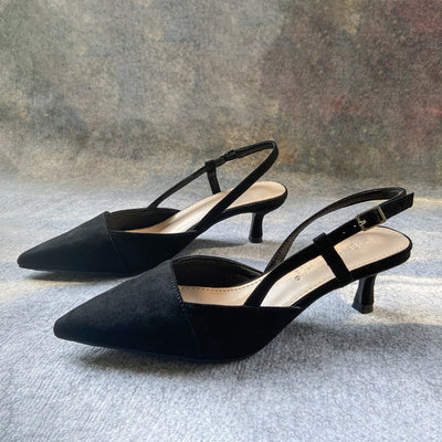 Louise – Damen High Heels aus Premium-Vegan-Veloursleder mit Schnalle