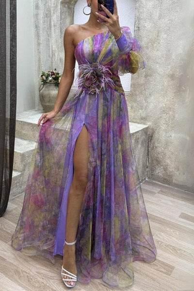 Kayla - Asymmetrical Floral Long Dress