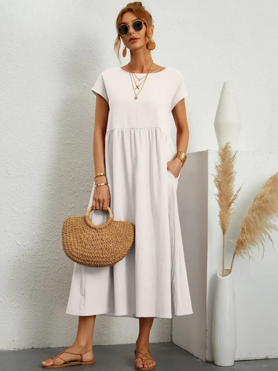 Ruby™ | Elegantes Essentielles Kleid aus Baumwolle und Leinen