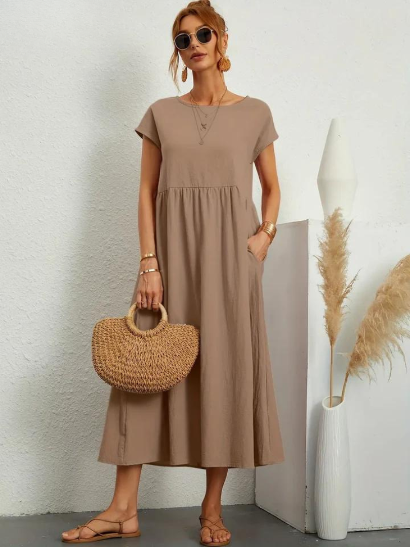 Ruby™ | Elegantes Essentielles Kleid aus Baumwolle und Leinen