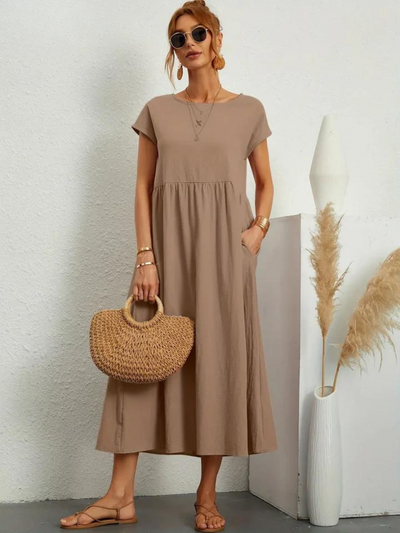 Ruby™ | Elegantes Essentielles Kleid aus Baumwolle und Leinen