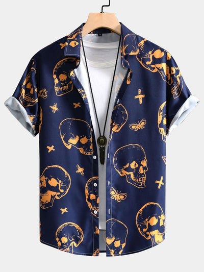 Button-Down-Mieder mit Totenkopfmuster