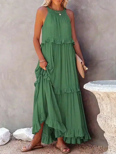 Sarah | Maxikleid mit Volants und Halter (Fast ausverkauft)
