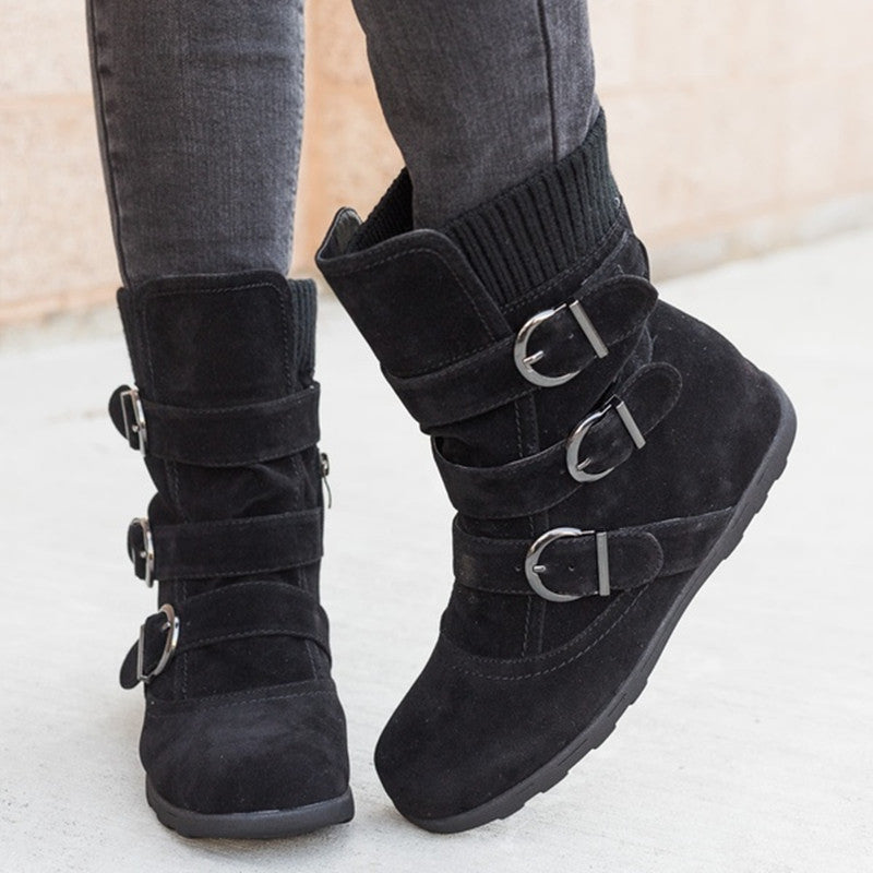 Nicola – Flache Damenstiefel mit dicker Baumwolle