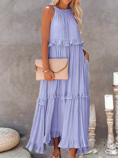 Sarah | Maxikleid mit Volants und Halter (Fast ausverkauft)