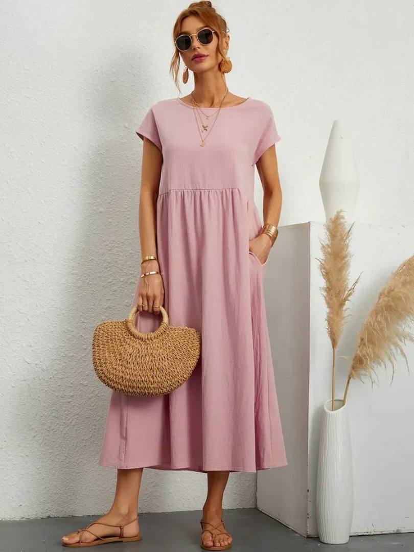 Ruby™ | Elegantes Essentielles Kleid aus Baumwolle und Leinen