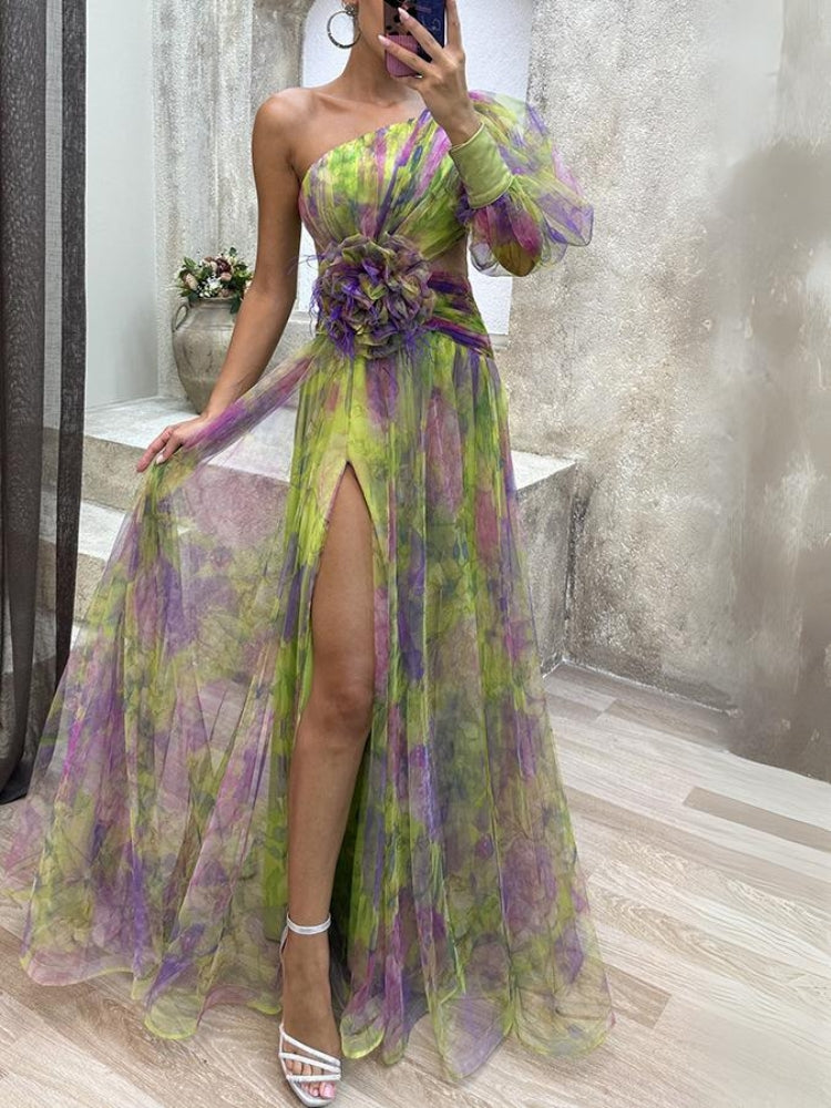Kayla - Asymmetrical Floral Long Dress