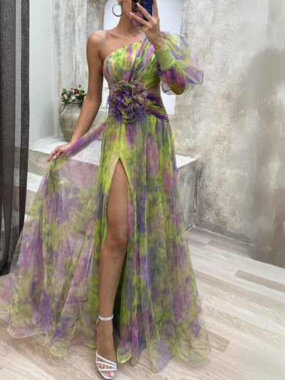Kayla - Asymmetrical Floral Long Dress
