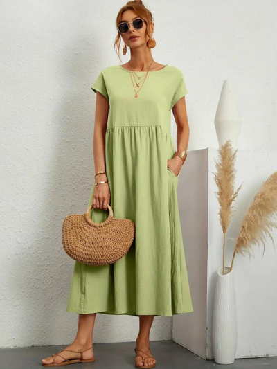 Ruby™ | Elegantes Essentielles Kleid aus Baumwolle und Leinen