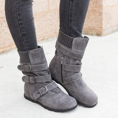 Nicola – Flache Damenstiefel mit dicker Baumwolle