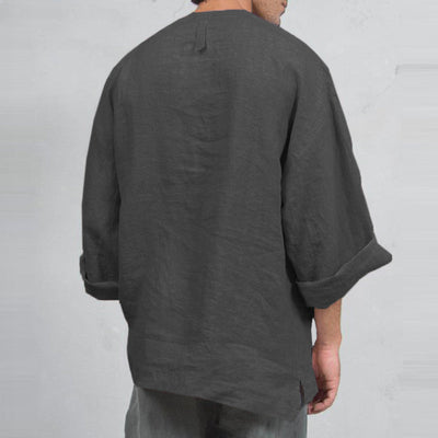 Ethnisches, lockeres Leinen-T-Shirt für Männer