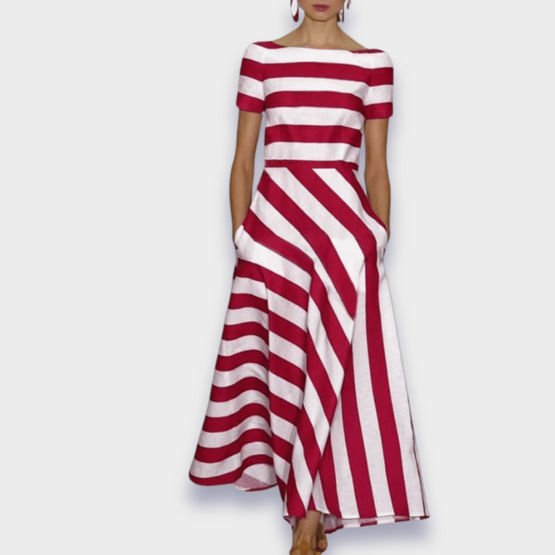 Janell | Handgefertigtes gestreiftes Maxikleid