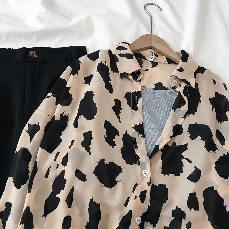 Jamie – Einfaches Hemd im Hongkong-Stil mit Leopardenmuster