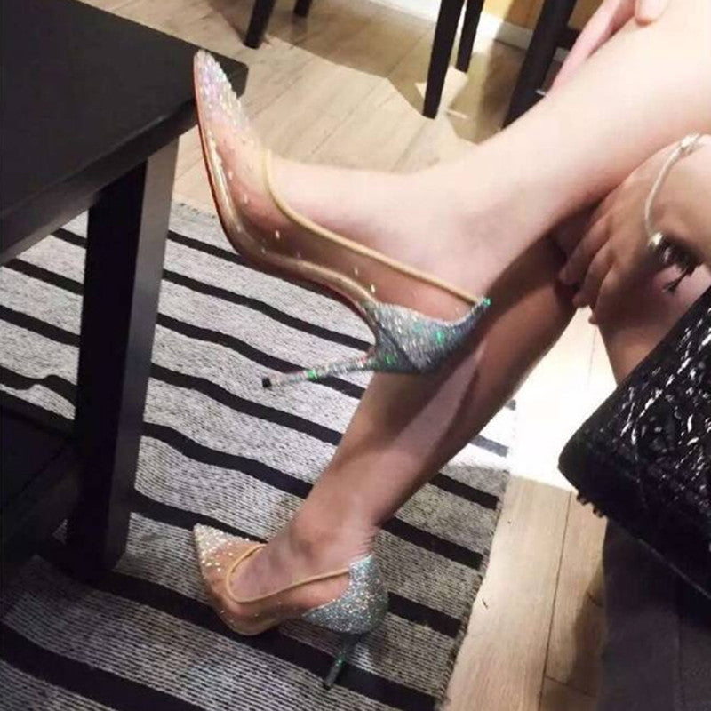 Betty – Transparente Damenschuhe mit Strass und Spitze