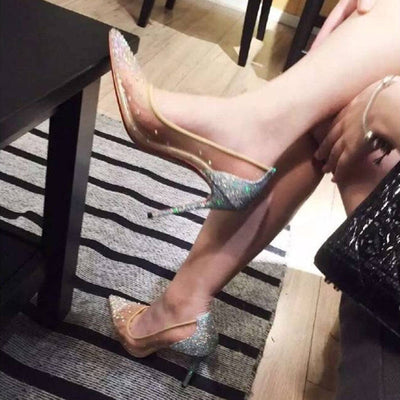Betty – Transparente Damenschuhe mit Strass und Spitze