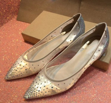 Betty – Transparente Damenschuhe mit Strass und Spitze