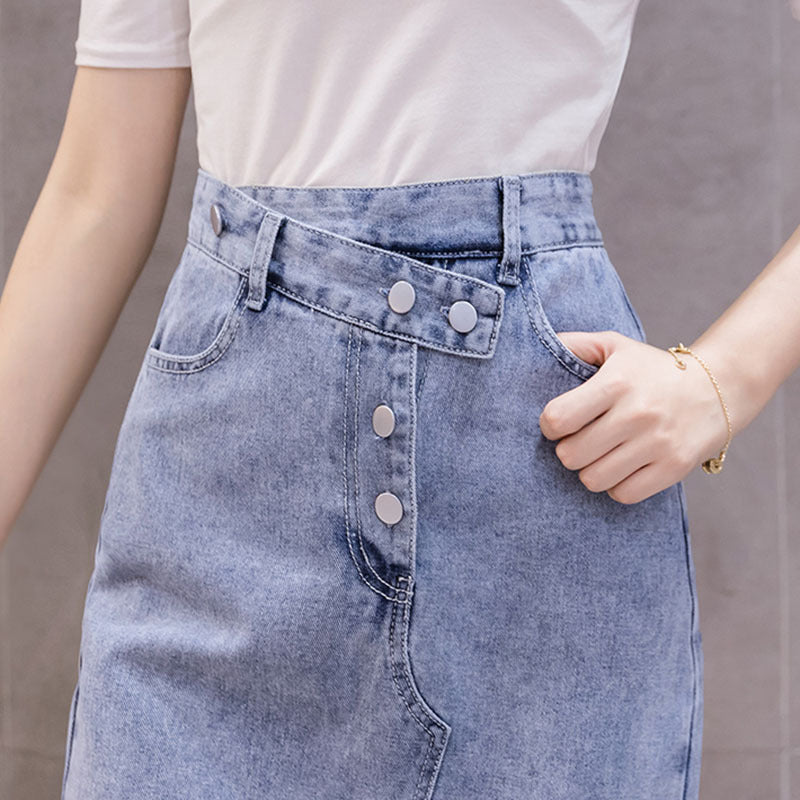 Heather – Eleganter Damen-Maxirock mit Doppelschlitz im Koreanischen Stil
