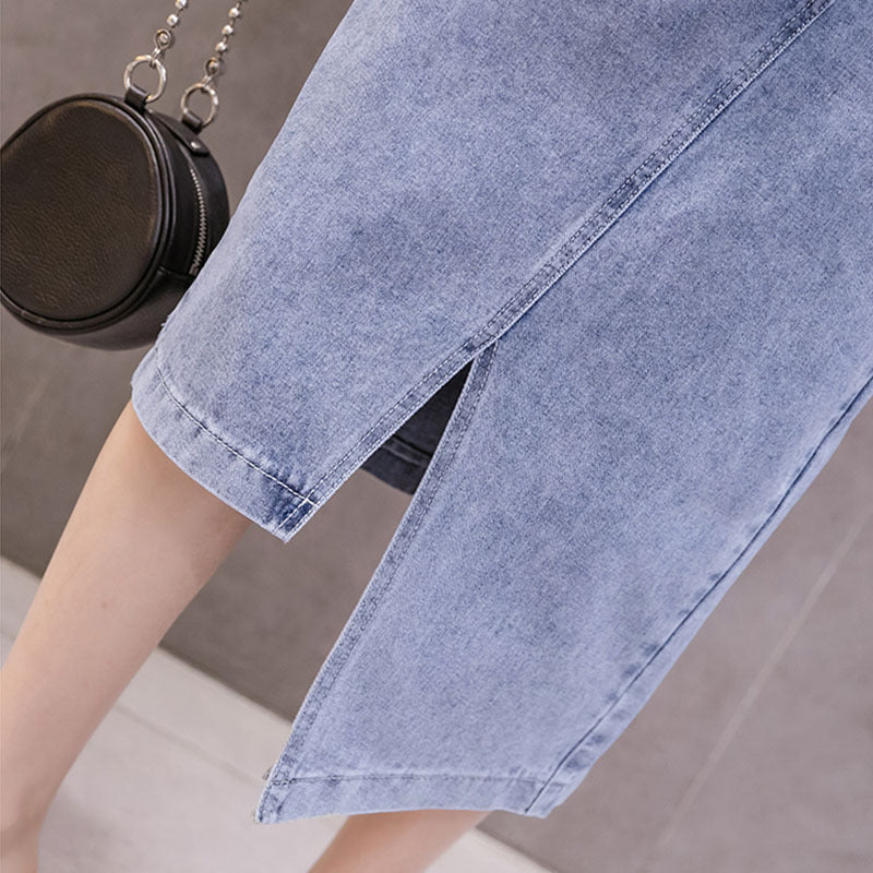 Heather – Eleganter Damen-Maxirock mit Doppelschlitz im Koreanischen Stil