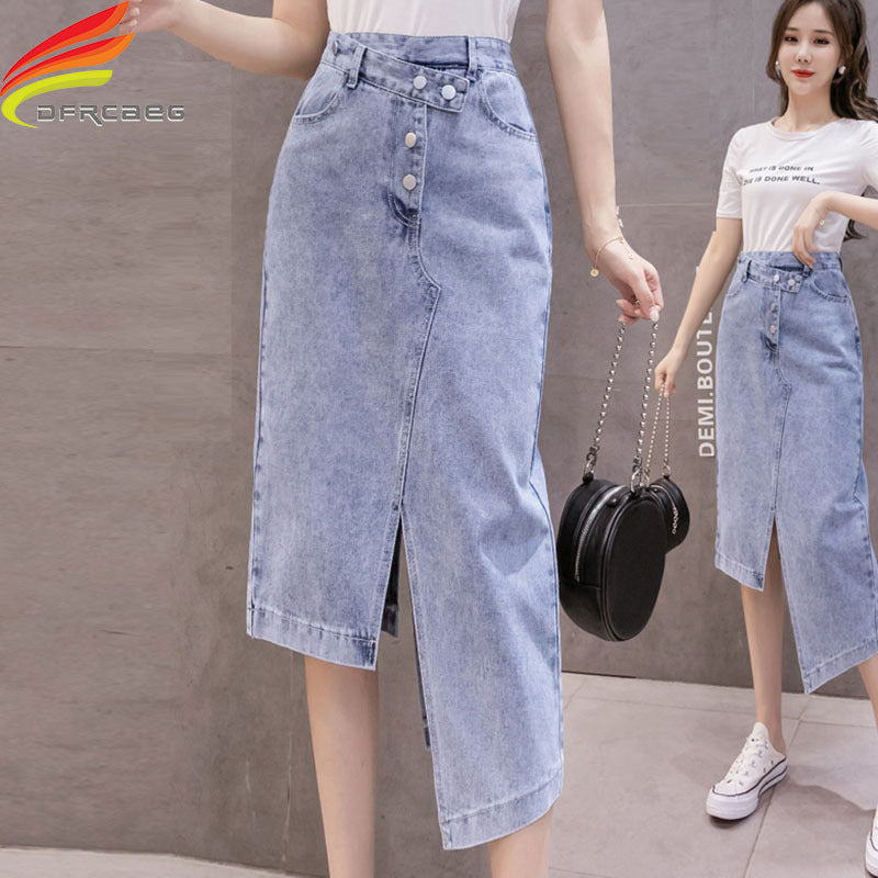 Heather – Eleganter Damen-Maxirock mit Doppelschlitz im Koreanischen Stil