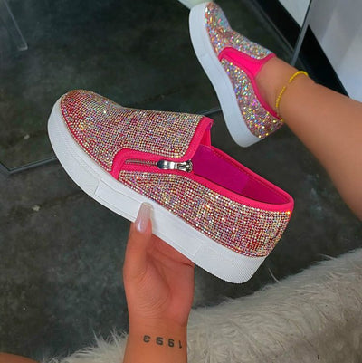 Juliet – Große Größe Strass Flache Freizeit Einzelne Schuhe Ein-Pedal-Lazy-Schuhe
