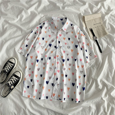 Linda – Kurzarm Plus Size Damenhemd im koreanischen Stil