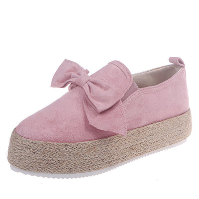 Andrea – Flache Espadrilles mit Schleife aus premium veganem Wildleder und Hanfseil
