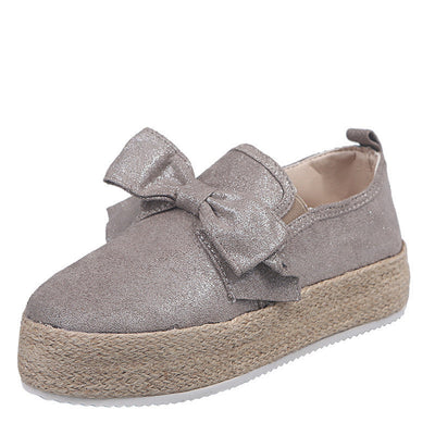 Andrea – Flache Espadrilles mit Schleife aus premium veganem Wildleder und Hanfseil