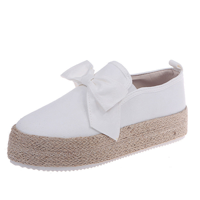 Andrea – Flache Espadrilles mit Schleife aus premium veganem Wildleder und Hanfseil