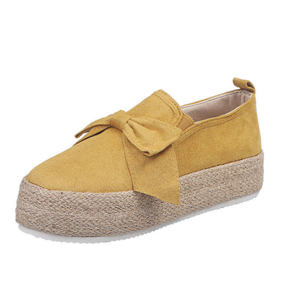 Andrea – Flache Espadrilles mit Schleife aus premium veganem Wildleder und Hanfseil