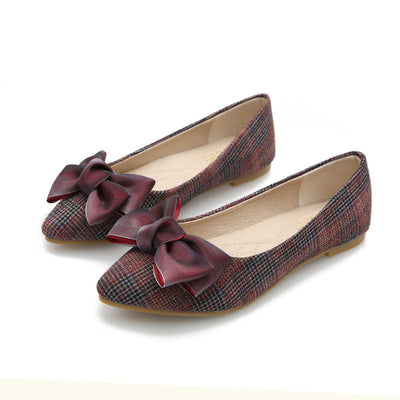 Lauren – Flache Ballerina-Schuhe mit Schleife und spitzem Zehen