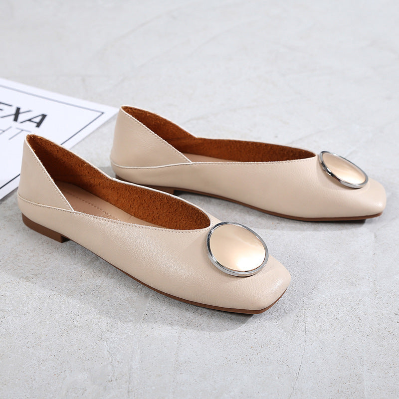 Gabrielle – Ballerinas aus hochwertigem veganen Leder mit Metallkreis