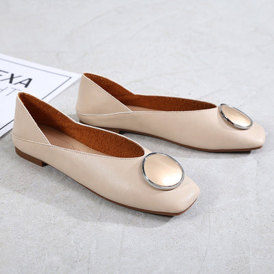 Gabrielle – Ballerinas aus hochwertigem veganen Leder mit Metallkreis