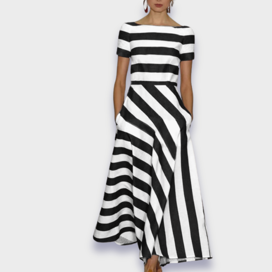 Janell | Handgefertigtes gestreiftes Maxikleid