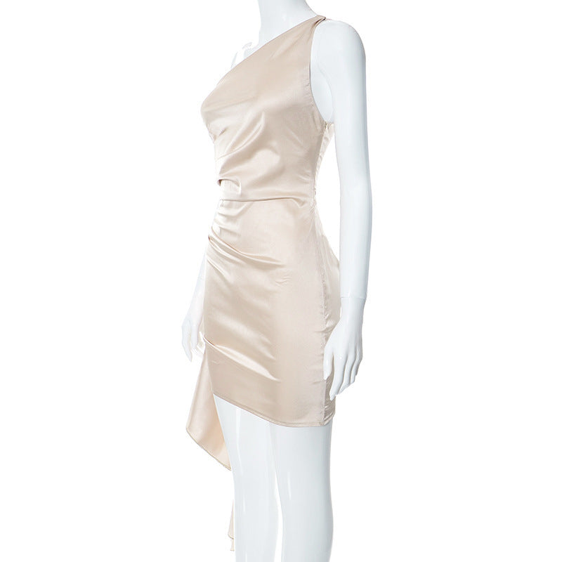Hannah – Einseitiges ärmelloses Mini-Kleid mit sexy schlanker Rückansicht für Partys und Hochzeiten