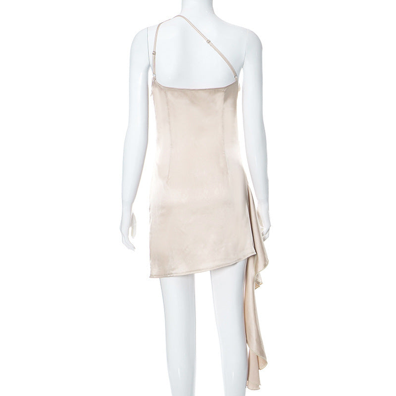 Hannah – Einseitiges ärmelloses Mini-Kleid mit sexy schlanker Rückansicht für Partys und Hochzeiten