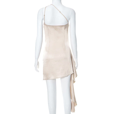 Hannah – Einseitiges ärmelloses Mini-Kleid mit sexy schlanker Rückansicht für Partys und Hochzeiten
