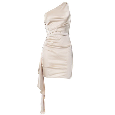 Hannah – Einseitiges ärmelloses Mini-Kleid mit sexy schlanker Rückansicht für Partys und Hochzeiten