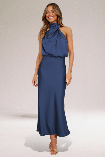 VALENTINA | Elegantes Satin-Kleid mit ausgefallenen Details